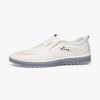 White Leather Grey Sole Loafers