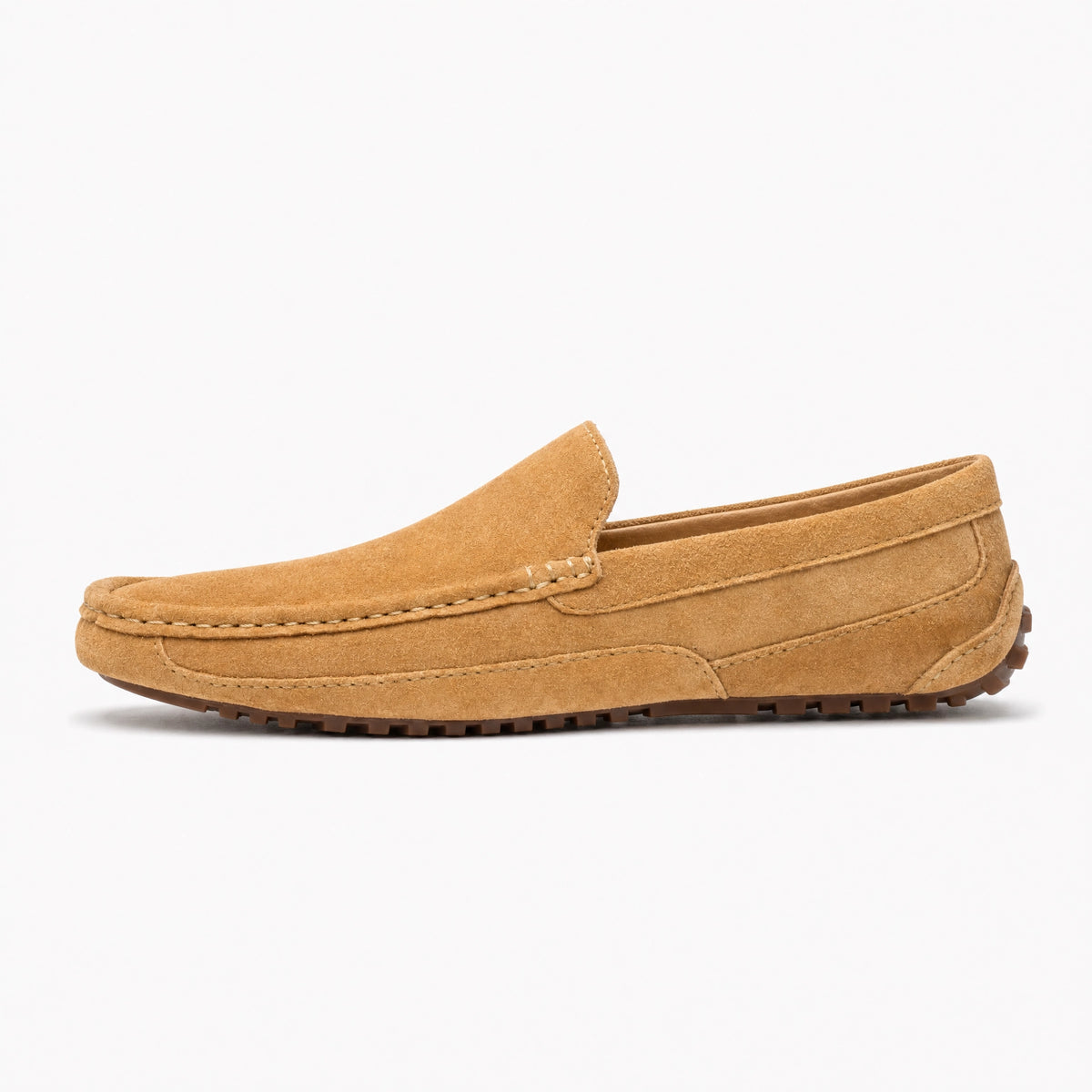 Camel Suede Pebbled Driving Loafers