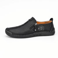 Black Leather Zip Loafers