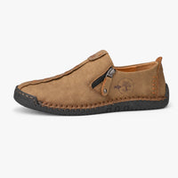 Brown Leather Side Zip Loafers