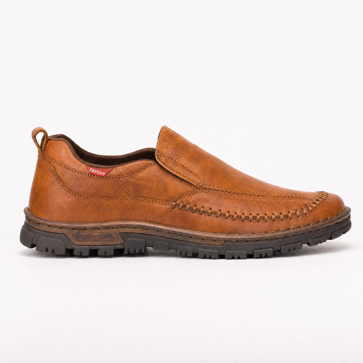 Brown Leather Patterned Loafers