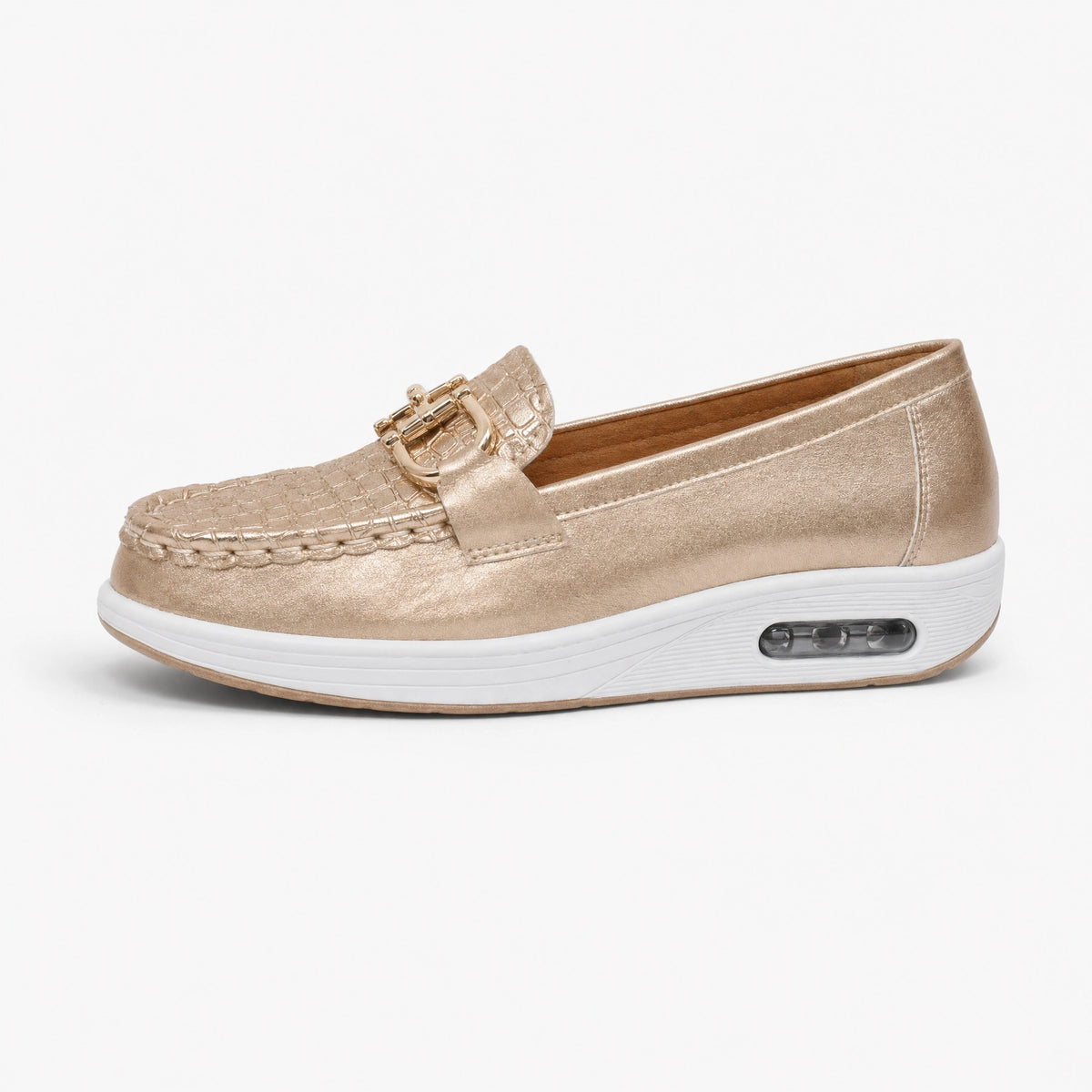 Gold Buckle Platform Loafers