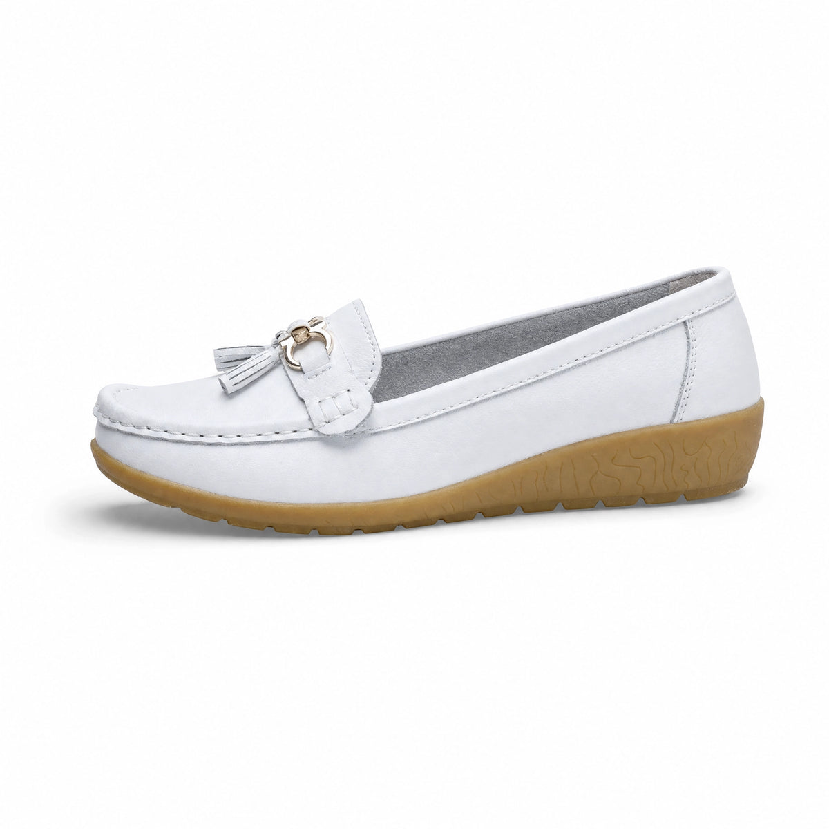 White Tassel Platform Grip Loafers