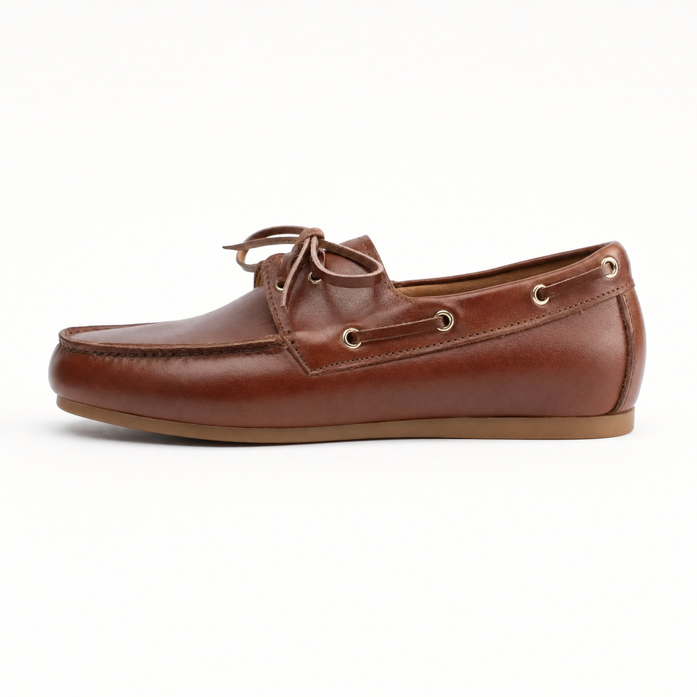 Dark Brown Leather Deck Loafers