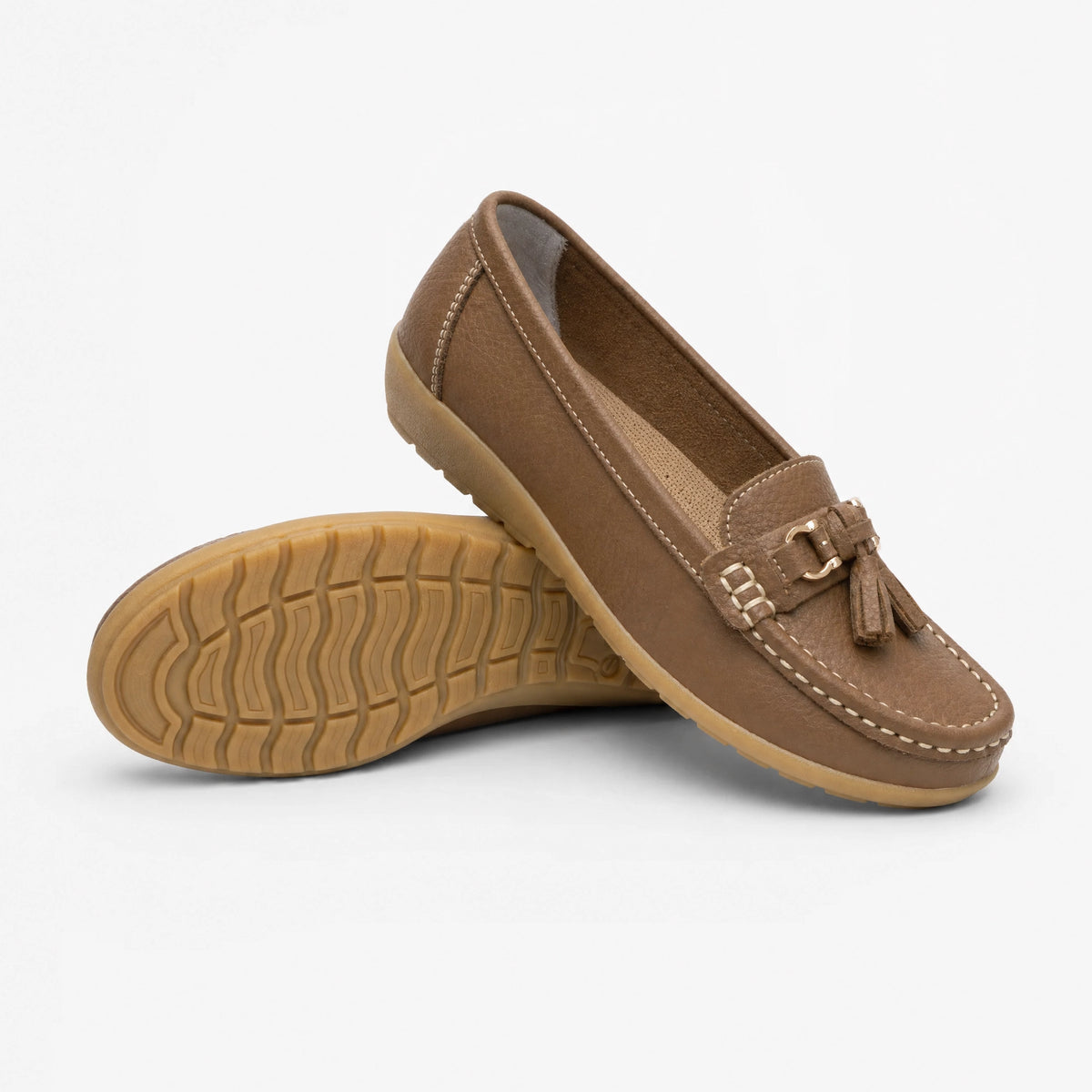 Brown Contrast Stitch Platform Loafers