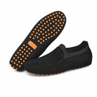Black Suede Boat Stitch Loafers