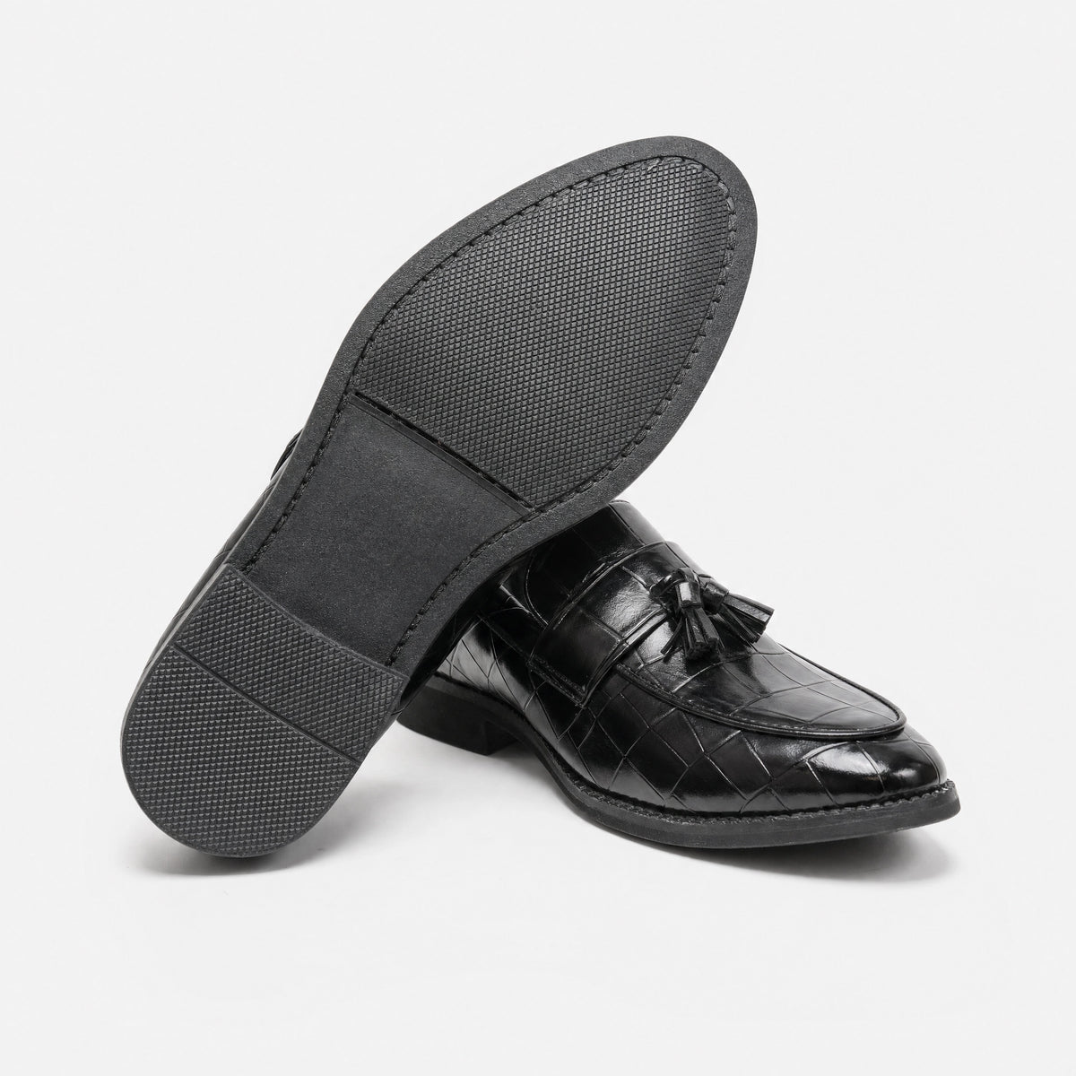 Croco Tassel Loafers Square Toe