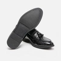 Croco Tassel Loafers Square Toe