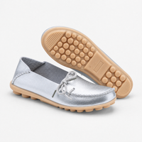 Silver Leather Driving Loafers
