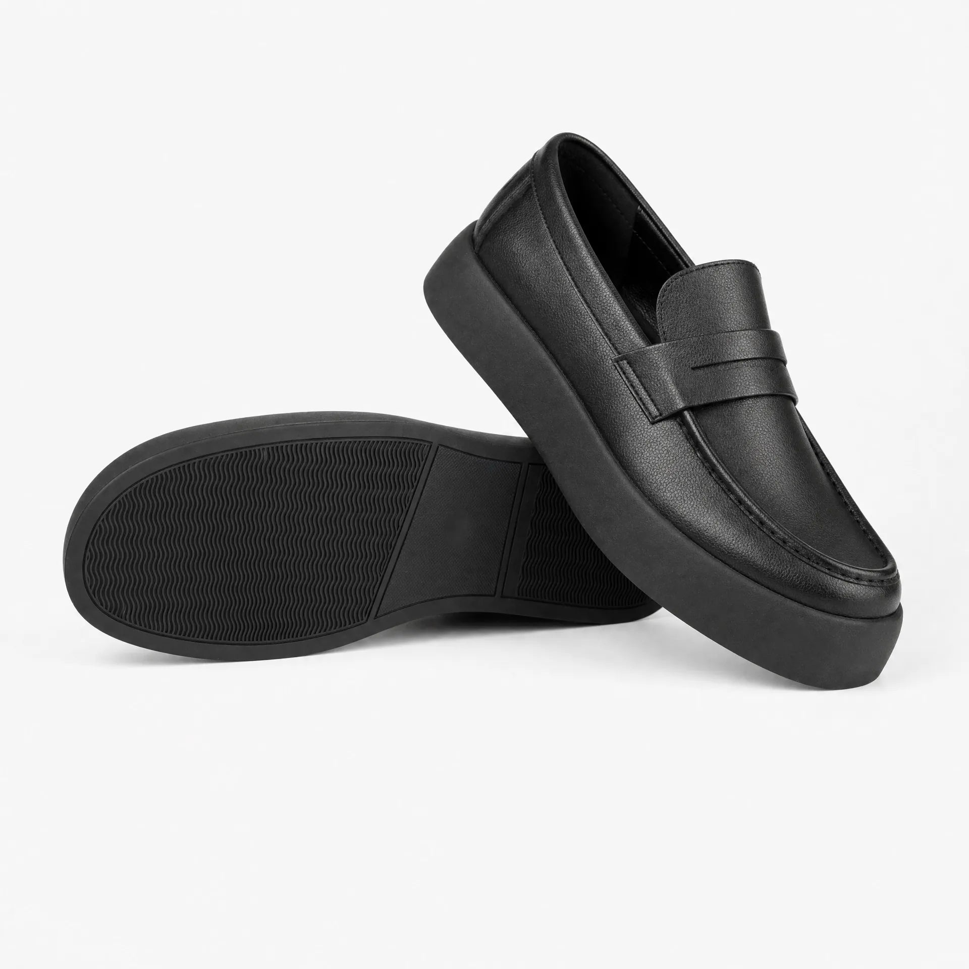 Gentry Morris Black Chunky Loafers Flat Sole