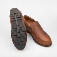 Brown Leather Patterned Loafers