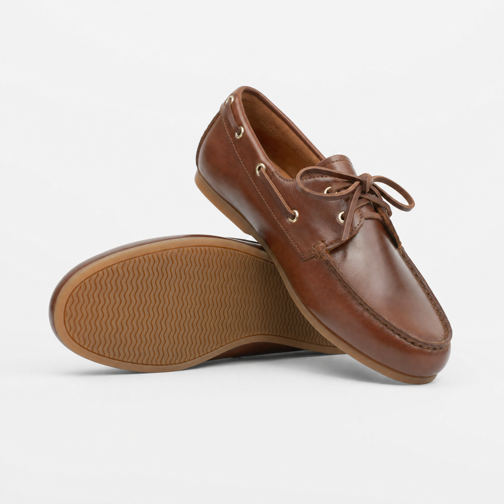 Dark Brown Leather Deck Loafers