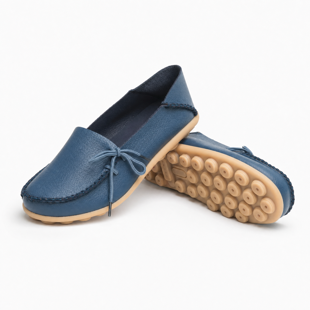 Blue Leather Boat Lace Loafers