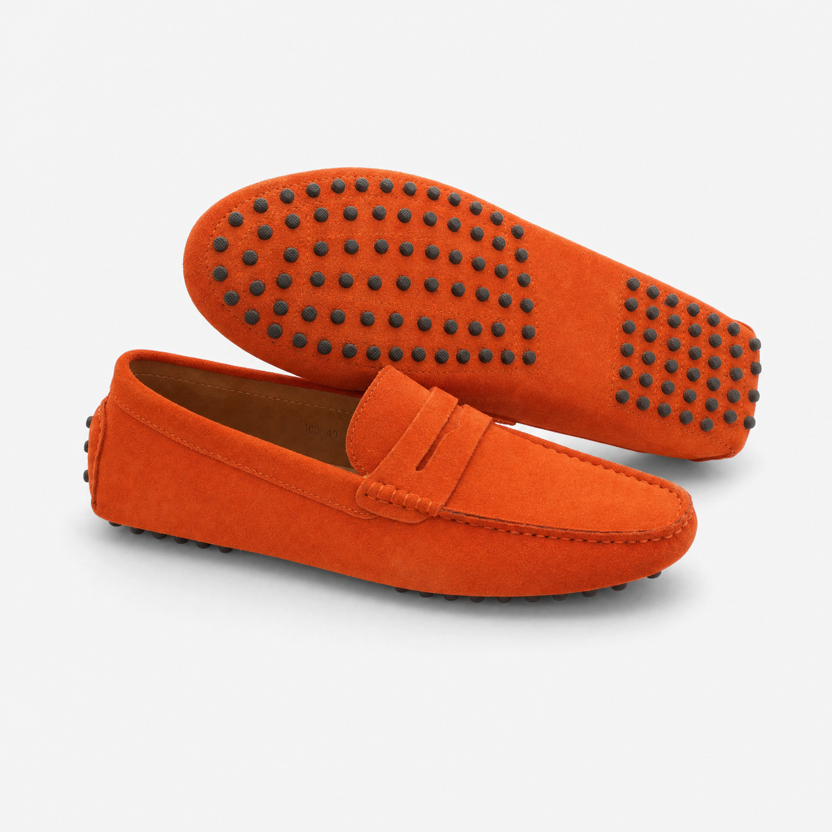 Orange Suede Contrast Sole Loafers