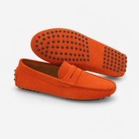 Orange Suede Contrast Sole Loafers