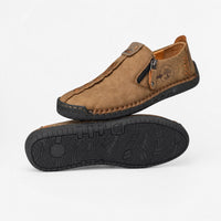 Brown Leather Side Zip Loafers