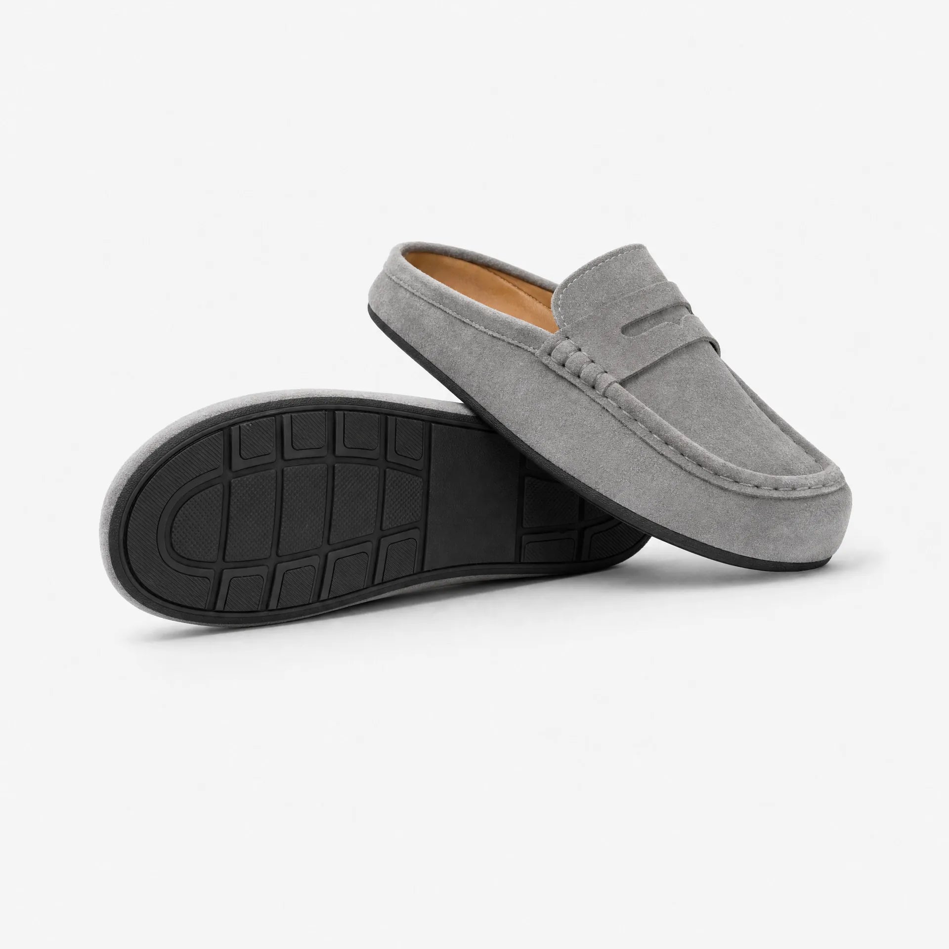 Gentry Morris Backless Platform Suede Loafers Grey