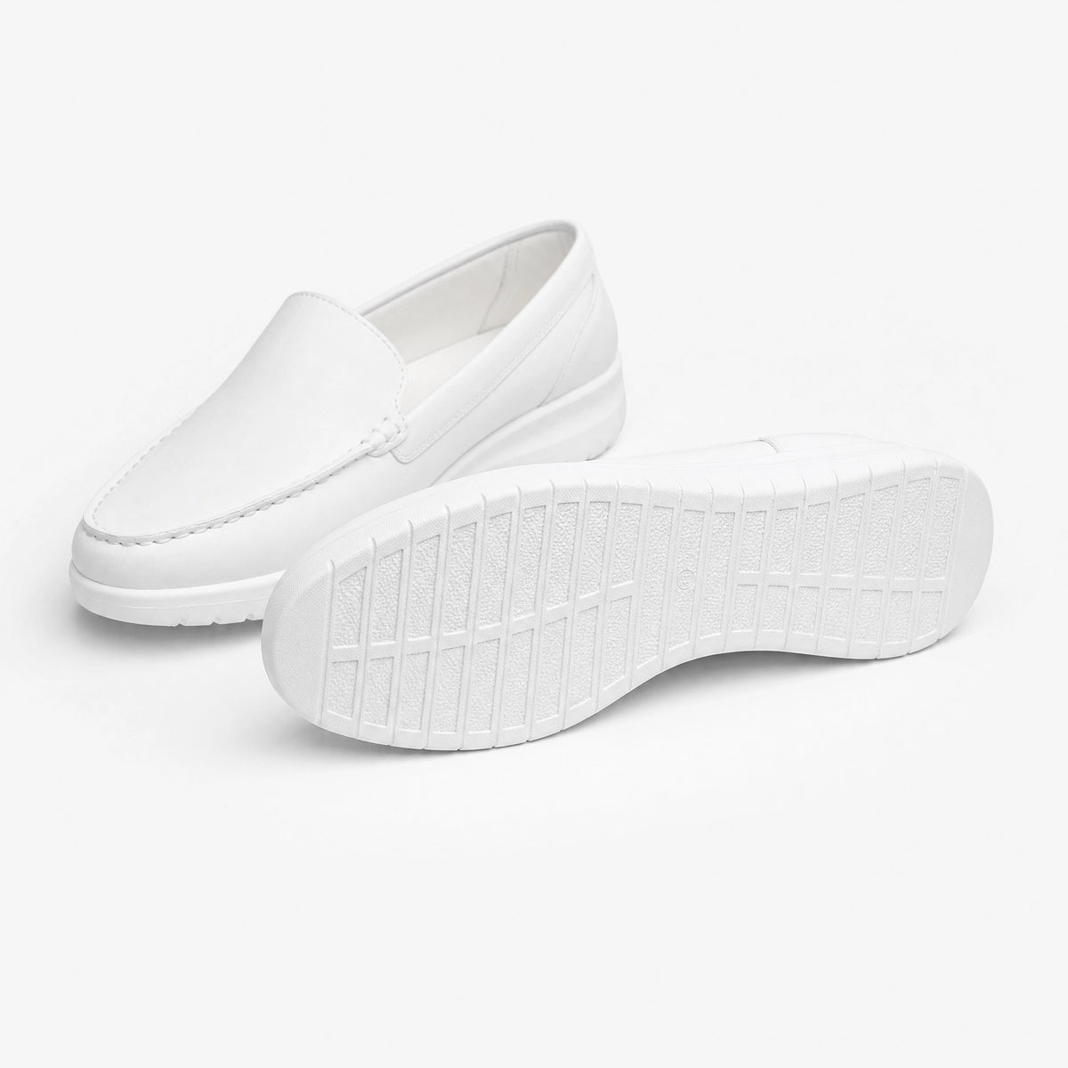 White Leather Thick Sole Loafers