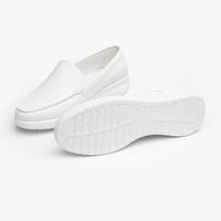 White Leather Thick Sole Loafers