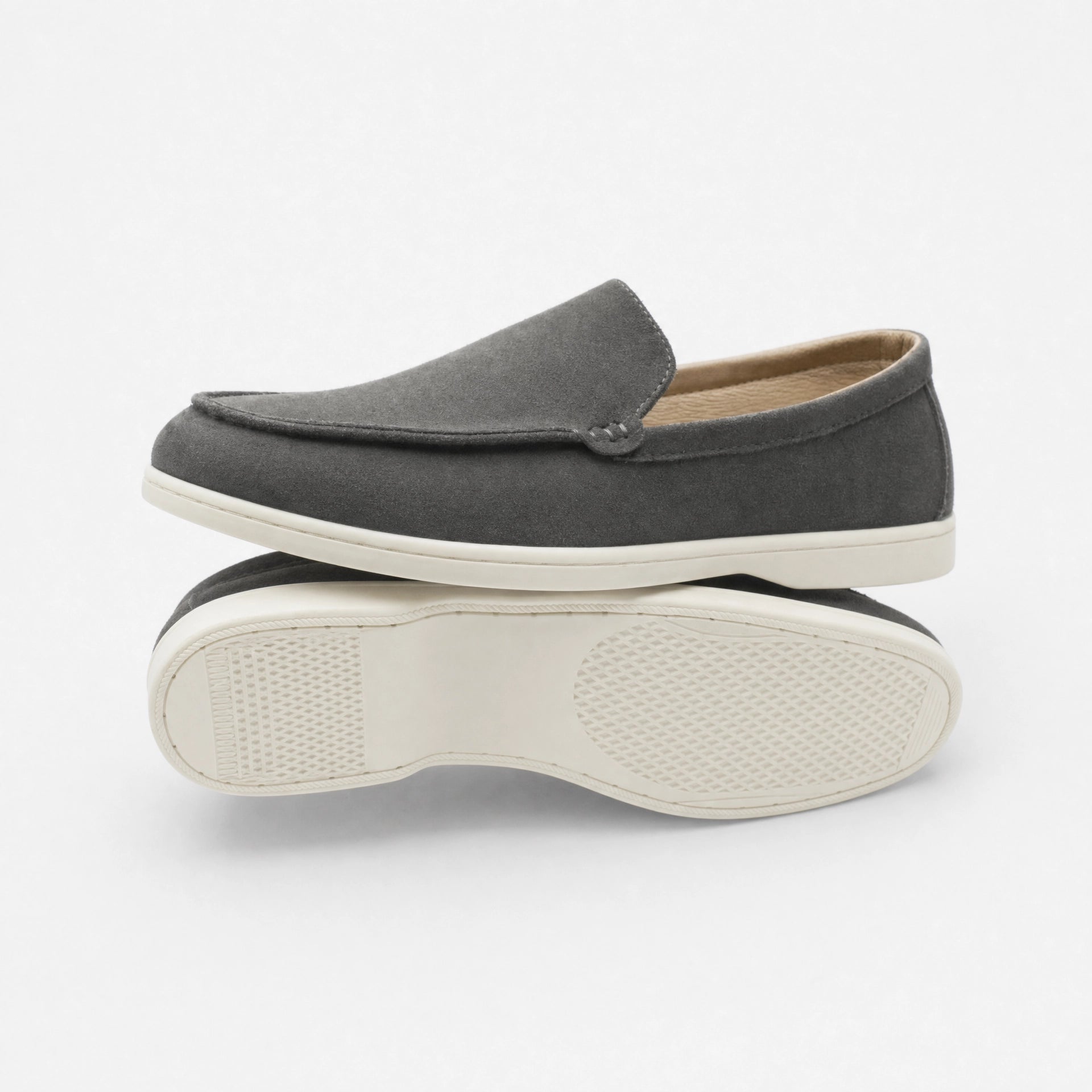Grey Suede Light Sole Loafers