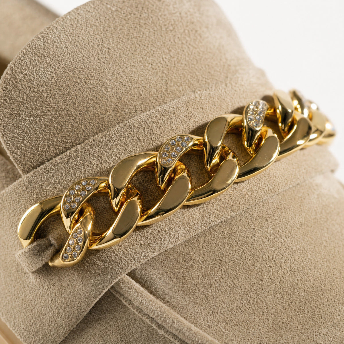 Suede Platform Loafers Chain Detail