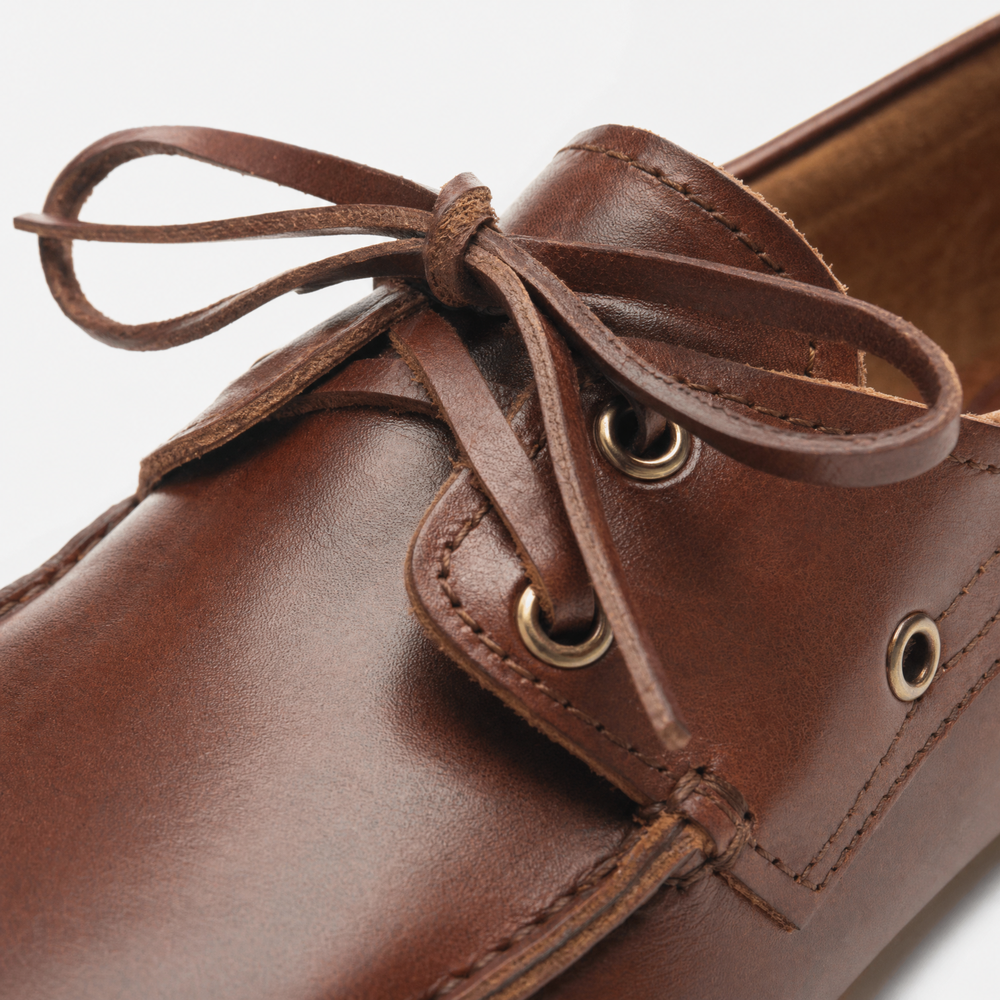 Dark Brown Leather Deck Loafers