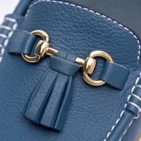 Blue Tassel Buckle Wedge Loafers