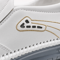 White Leather Grey Sole Loafers