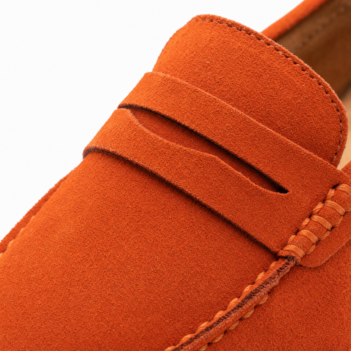 Orange Suede Contrast Sole Loafers