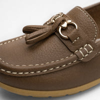 Brown Contrast Stitch Platform Loafers