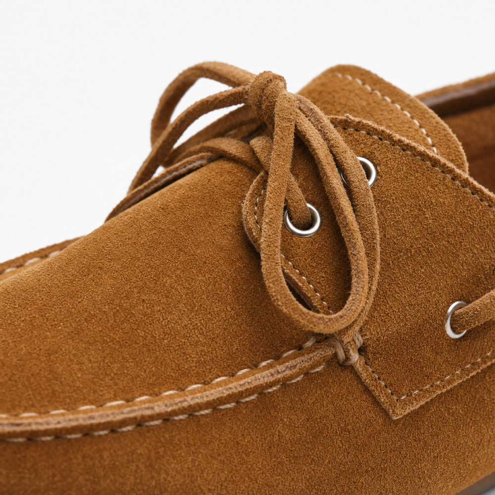 Camel Suede Sport Tag Loafers