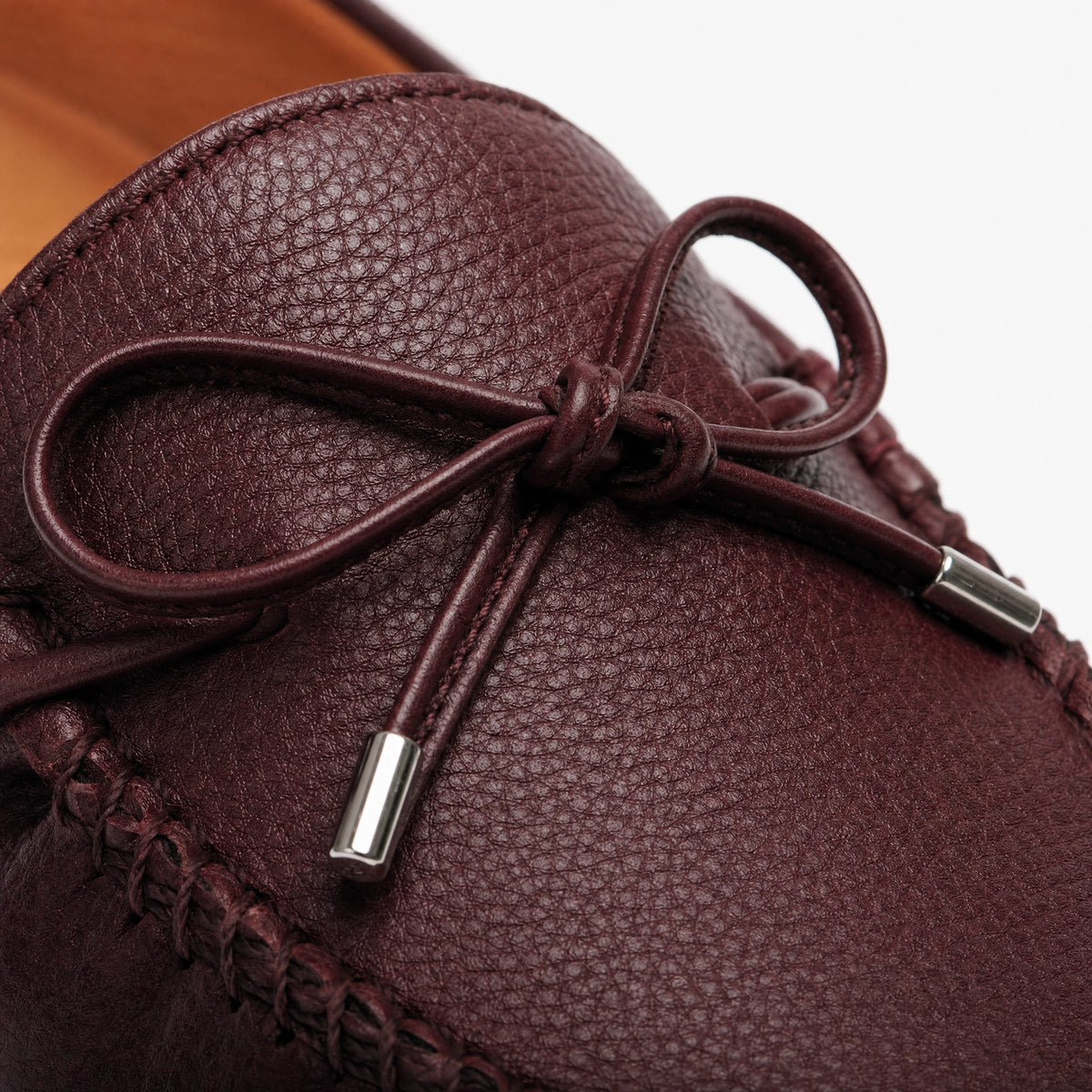 Burgundy Leather Bow Driving Loafers