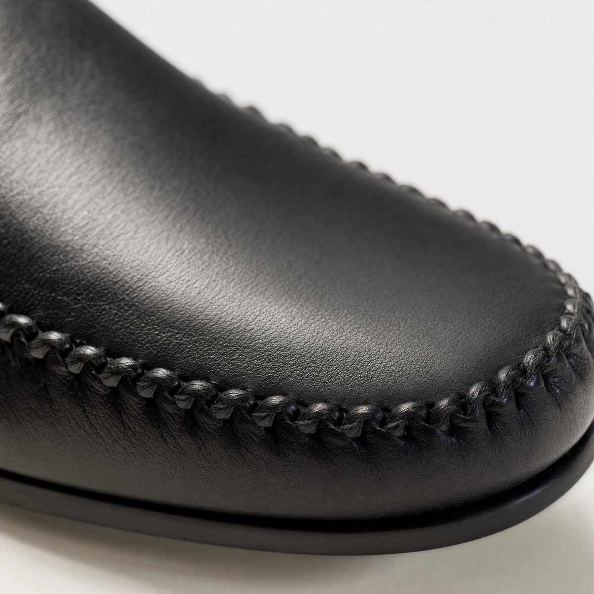 Black Leather Lug Sole Loafers
