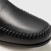 Black Leather Lug Sole Loafers