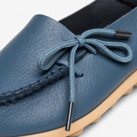 Blue Leather Boat Lace Loafers