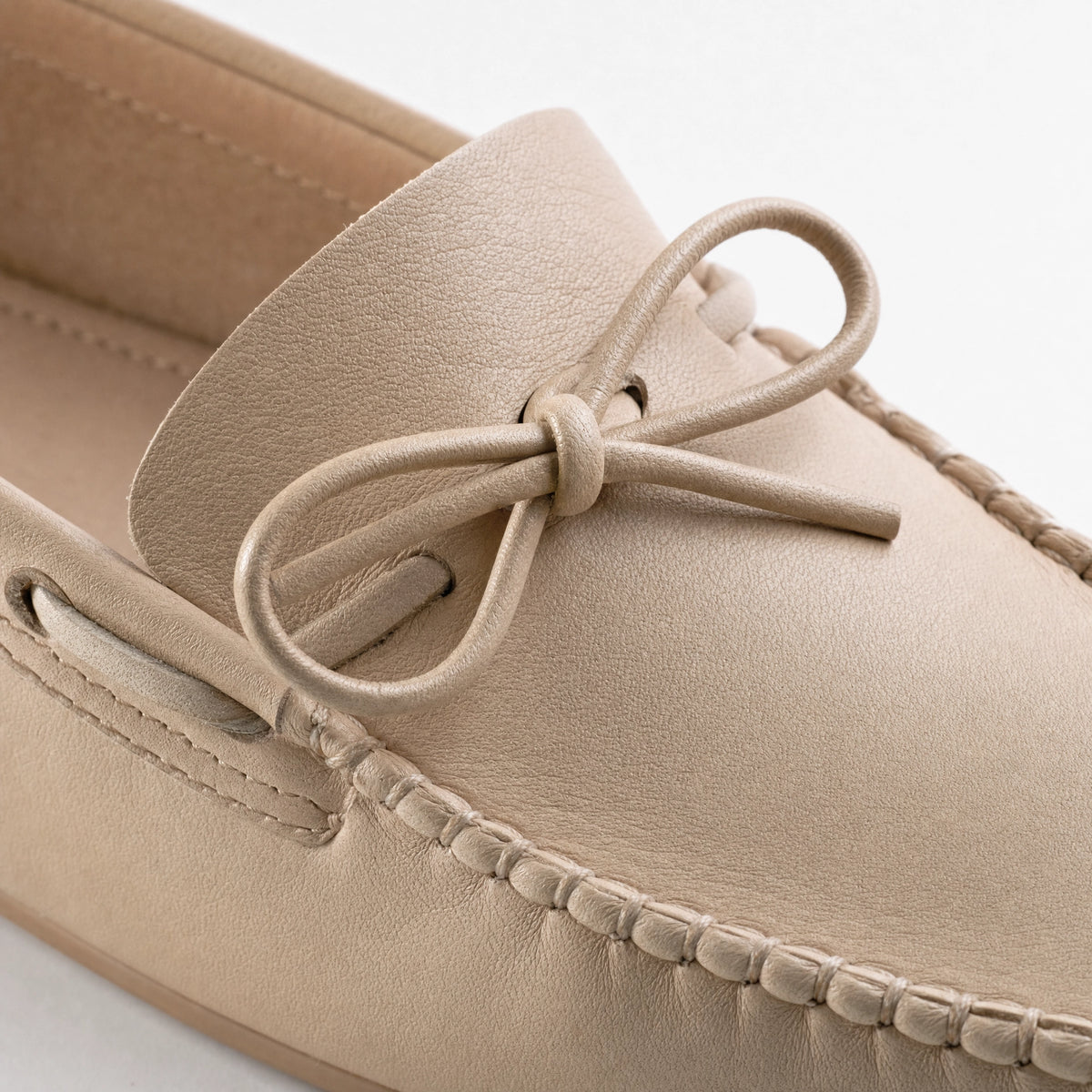 Beige Textured Studded Loafers