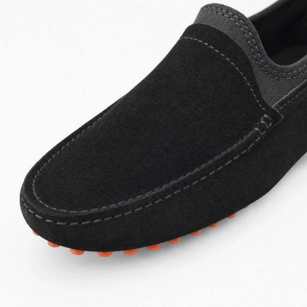 Black Suede Boat Stitch Loafers