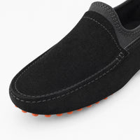 Black Suede Boat Stitch Loafers