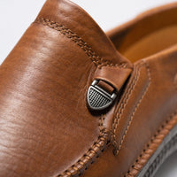 Brown Leather Patterned Loafers