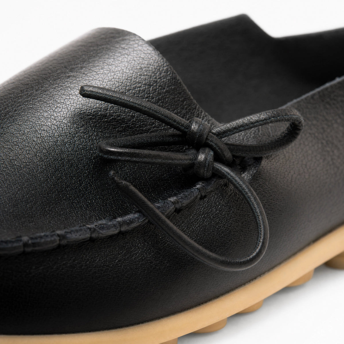 Black Leather Studded Sole Loafers