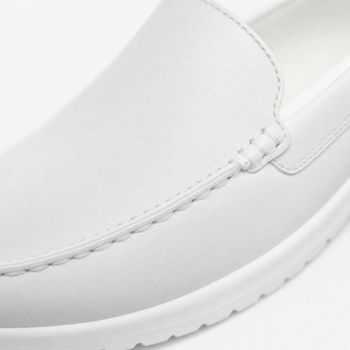 White Leather Thick Sole Loafers