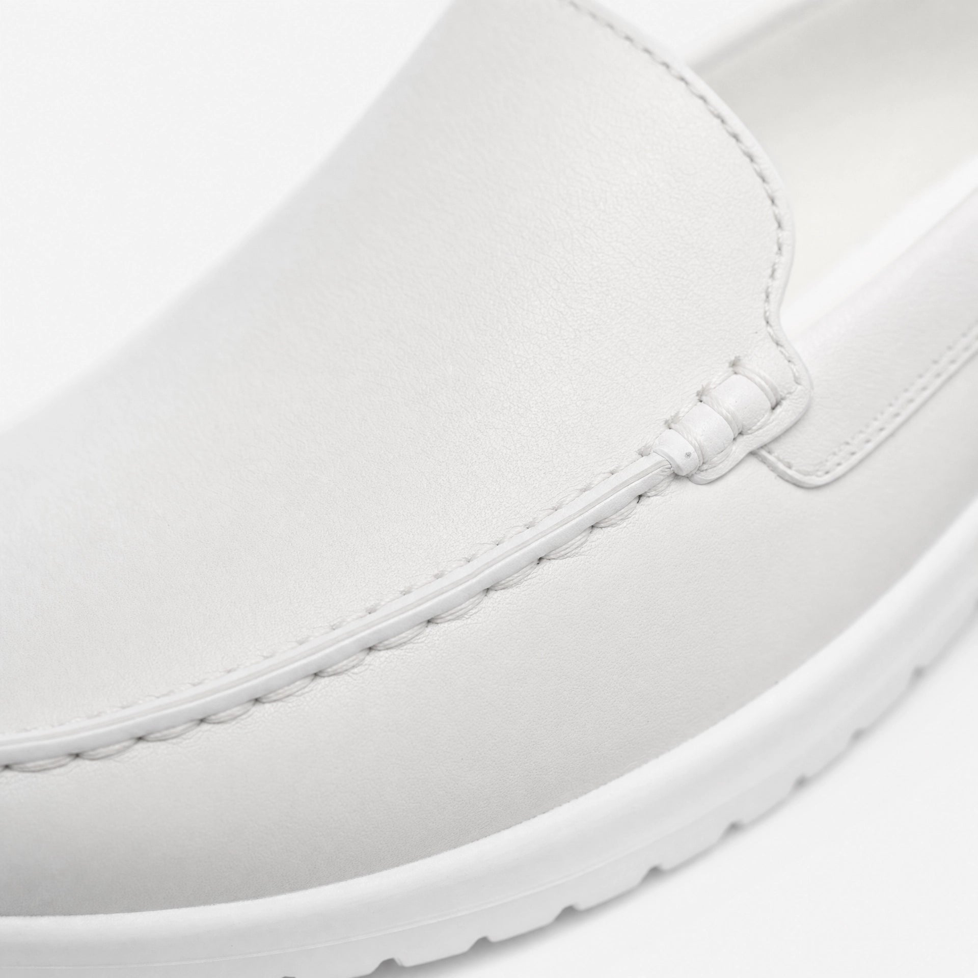 White Leather Thick Sole Loafers