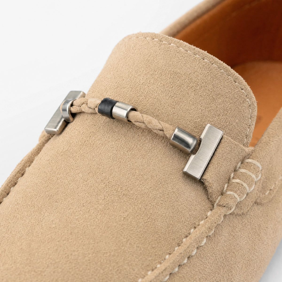 Beige Patent Penny Raised Loafers