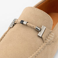 Beige Patent Penny Raised Loafers