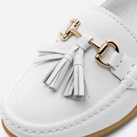 White Tassel Platform Grip Loafers