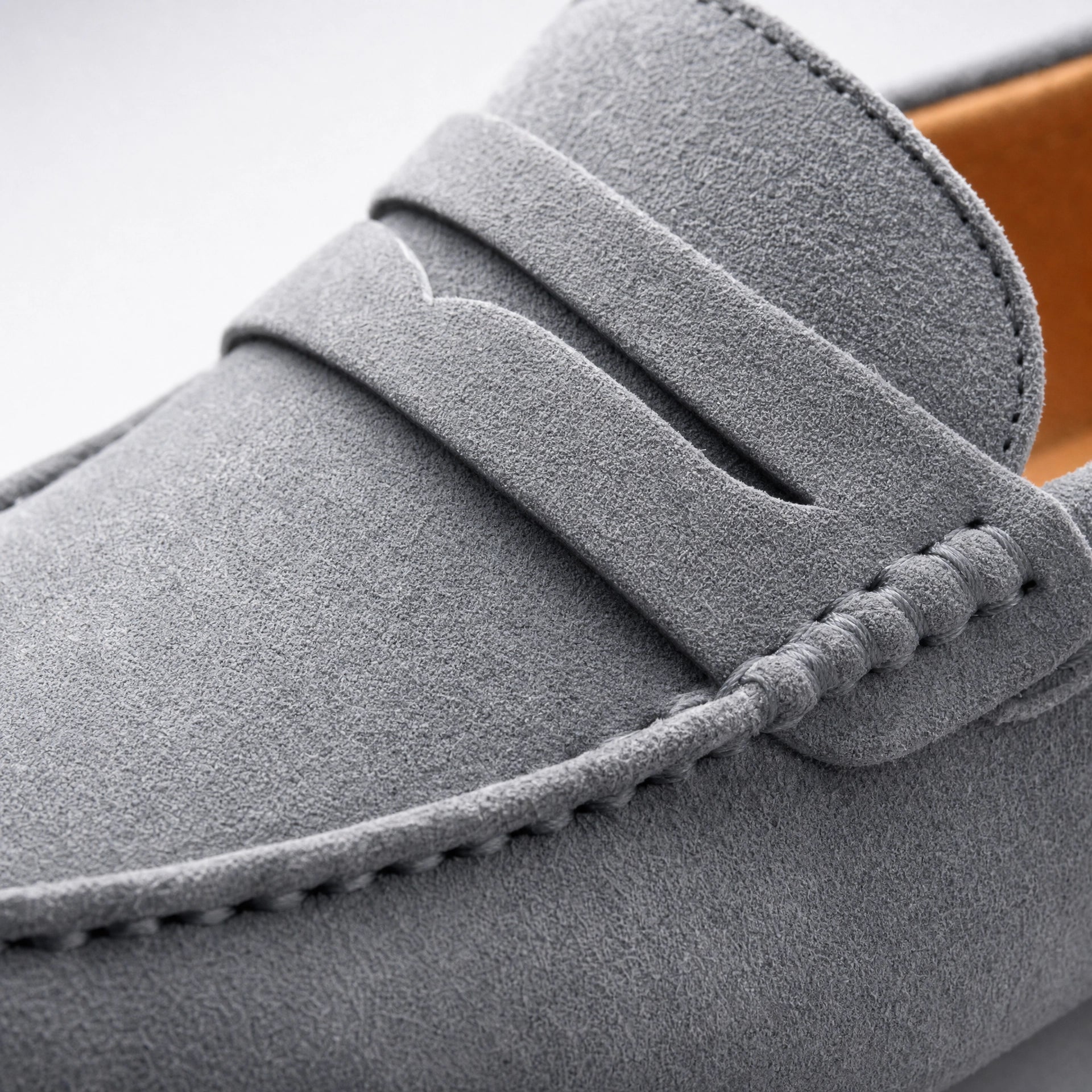 Grey Suede Studded Driving Loafers