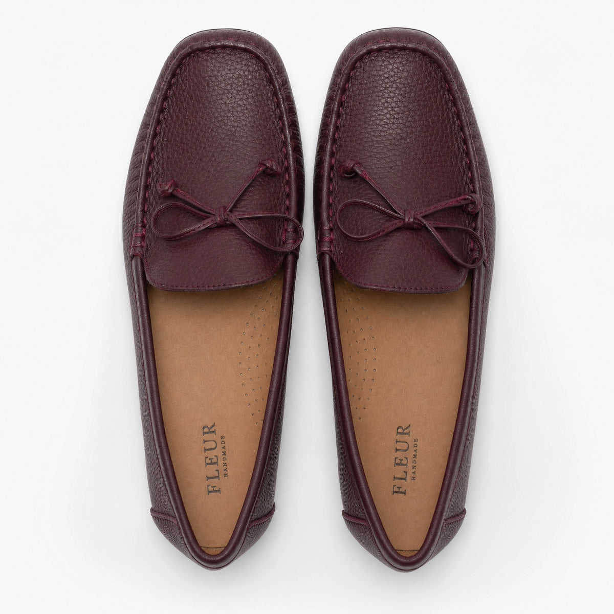 Burgundy Leather Bow Driving Loafers