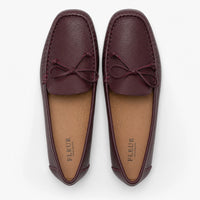 Burgundy Leather Bow Driving Loafers