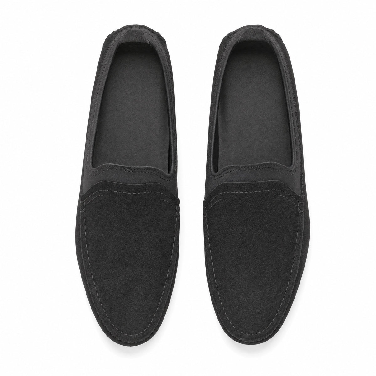 Black Suede Boat Stitch Loafers
