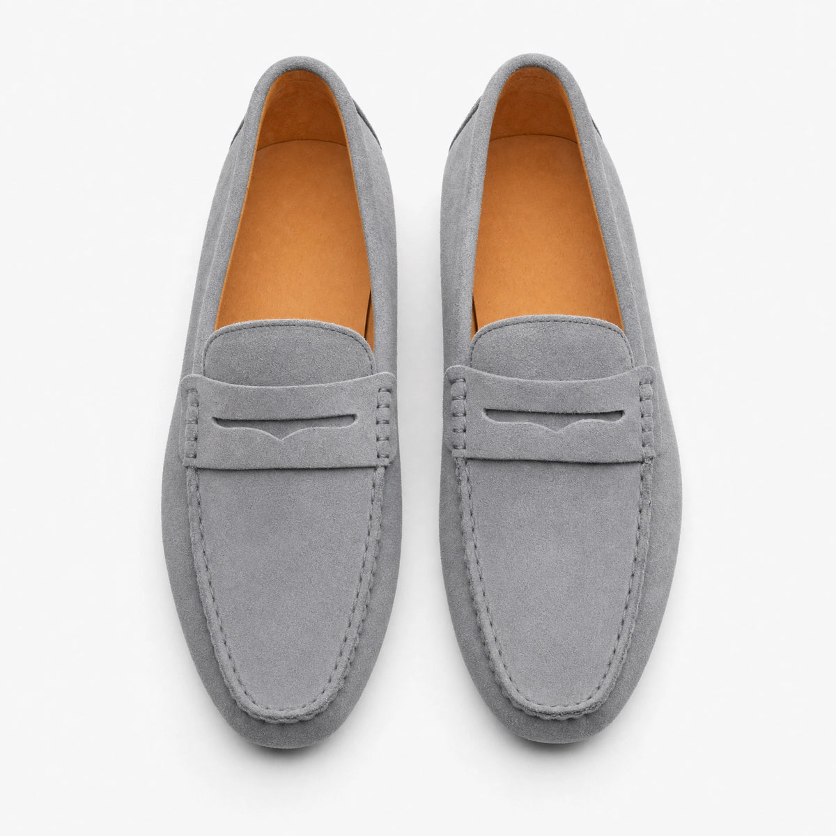 Grey Suede Studded Driving Loafers